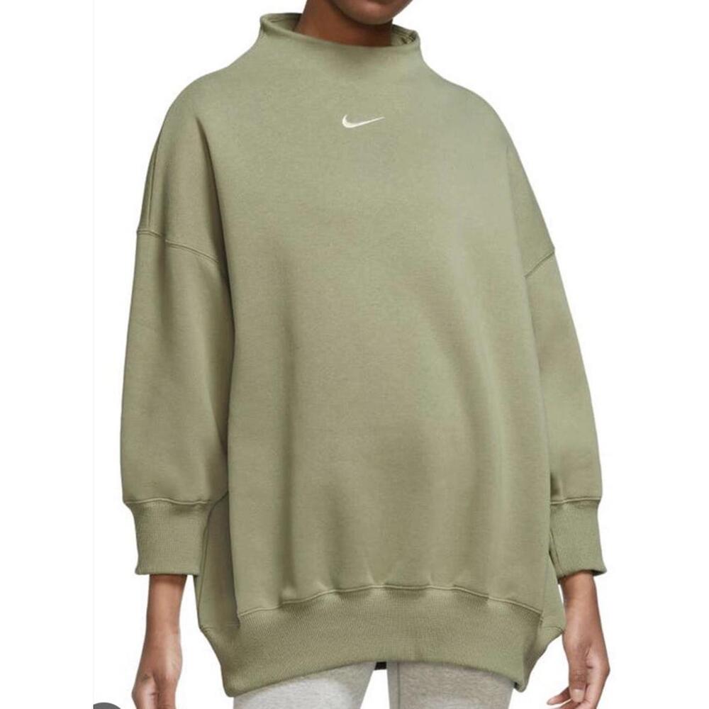 🔥🔥SOLD🔥🔥Women Nike Sportswear Phoenix Fleece Sweatshirt Sz S Green Funnel Neck
